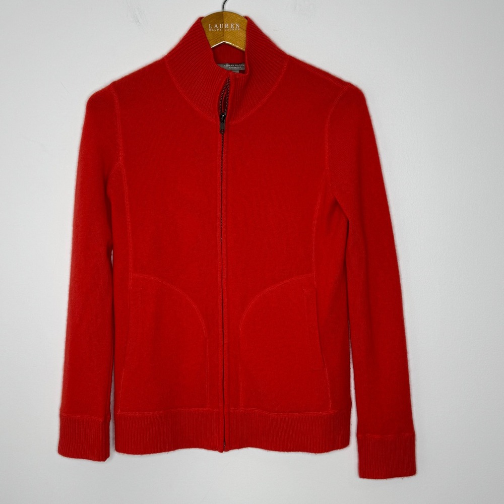 Neiman Marcus Cashmere Sweater Full Zip Women's XS Red